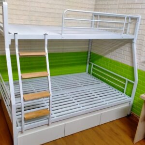 Giường tầng sắt hộp vuông có ngăn kéo rộng 1m4/1m2 GS 61