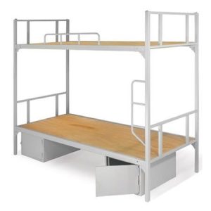 Giường sắt 2 tầng 85cm có hòm tôn màu ghi - GS 25