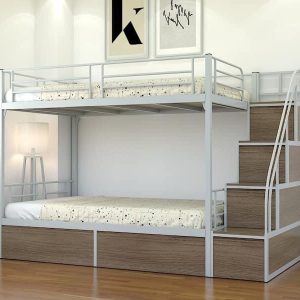 Giường sắt tầng 1m4 thang hộp có ngăn kéo GS 80