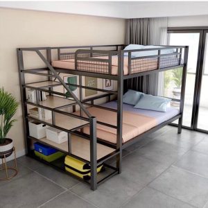 Giường sắt tầng thang ngoài hộp vuông 1m4 - GS 77