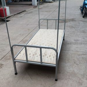 Giường sắt đơn màu ghi 85 uốn - GS 03